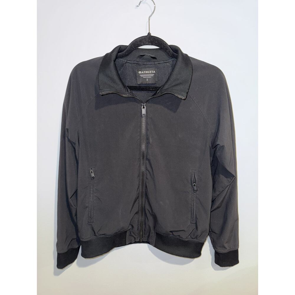 ATHLETA Athletic Bomber Running Jacket Women Black Full-Zip Lightweight Workout